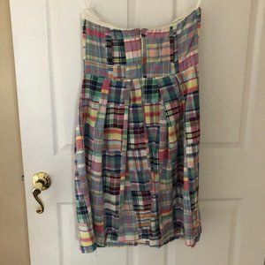 J. Crew Madras Patch Print Strapless Dress